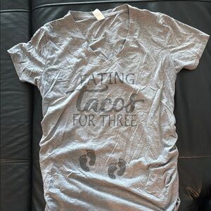 Maternity Gray Graphic Twin Mom V-Neck T-Shirt